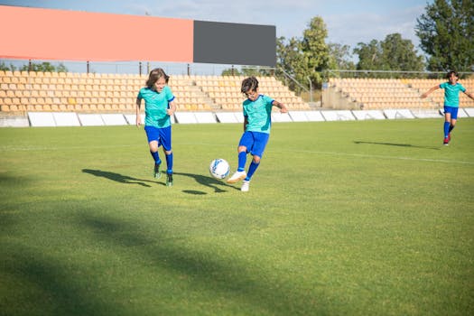 youth soccer players in training