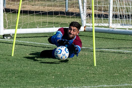 Goalkeeper in action during a match