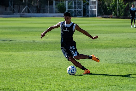 soccer player preparing for a penalty kick