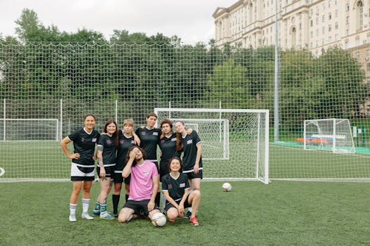 young soccer players practicing together