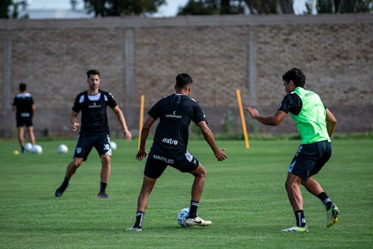 soccer players warming up