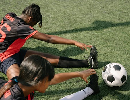 soccer player warming up before a match