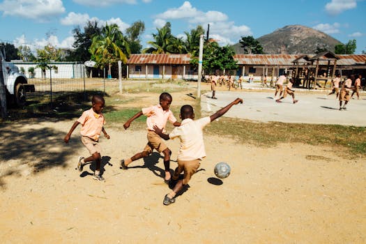 children playing soccer